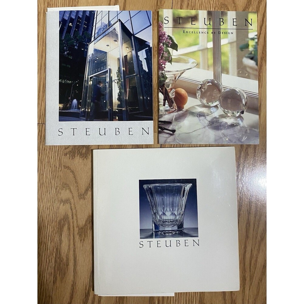 Lot of 3) Vtg STEUBEN Glass Catalogs 1990